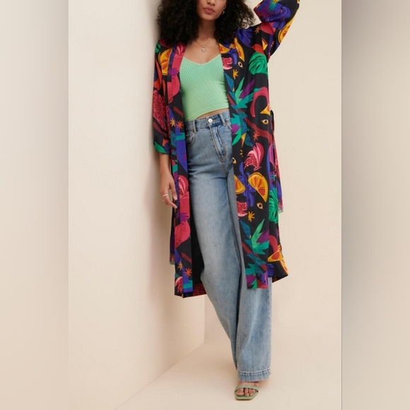 Farm Rio Mystic Jungle Duster Kimono Belted Robe - Picture 3 of 3